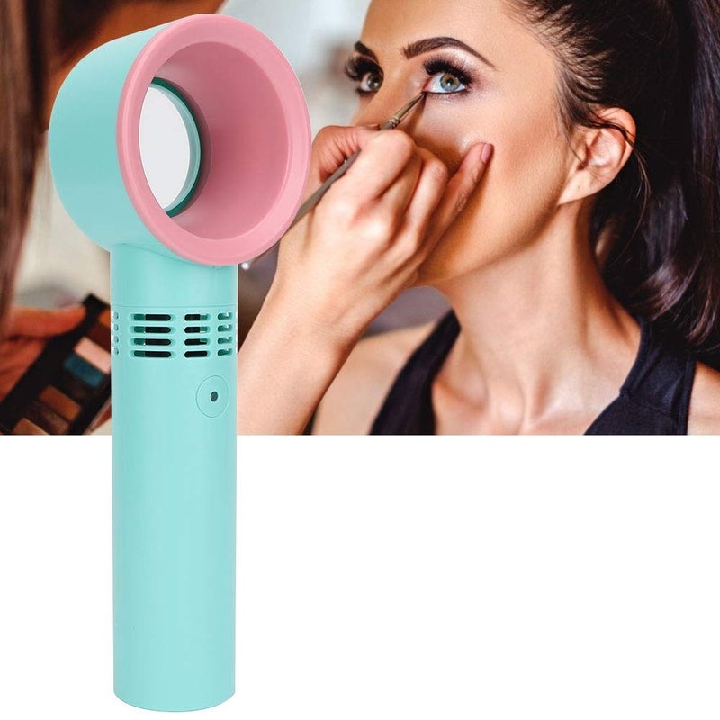 woobles Eyelash Fan Dryer Bladeless Handheld Fan, Handheld Portable USB Bladeless Handy Fan Mini Eyelashes Dryer Fan for Family Outdoor Amusement Park Camping Eyelashes Drying Makeup - Image 2